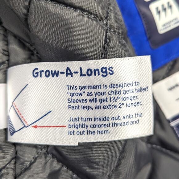 Lands' End Kids Squall Waterproof Insulated Jacket Fleece Lined Blue Black Sz L - Picture 8 of 8